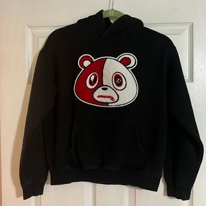 Black effectus brand hoodie. Size xl in kids.